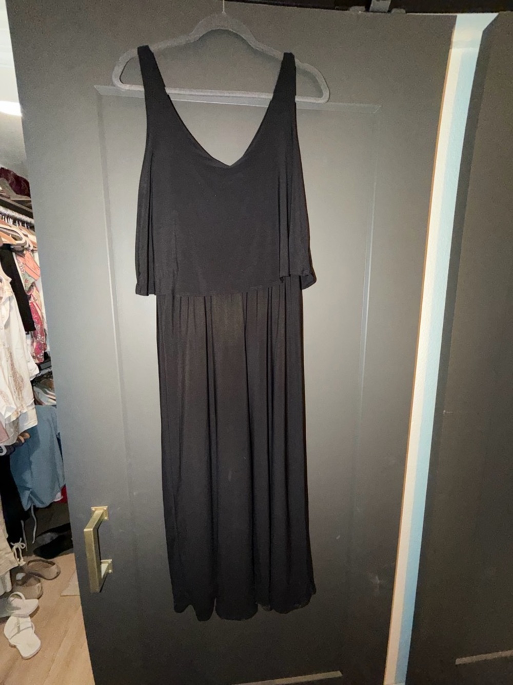 Tahari Black Sleeveless jumpsuit with Draped Overlay